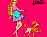 Dibujo Barbie paseando a su mascota pintado por albita4567