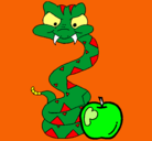 Dibujo Serpiente y manzana pintado por serpiente