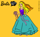 Dibujo Barbie vestida de novia pintado por africagg