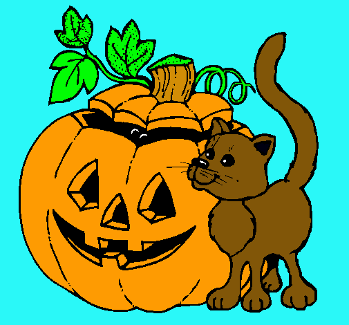 Calabaza y gato