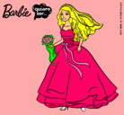Dibujo Barbie vestida de novia pintado por BODA