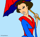 Dibujo Geisha con paraguas pintado por lulis99