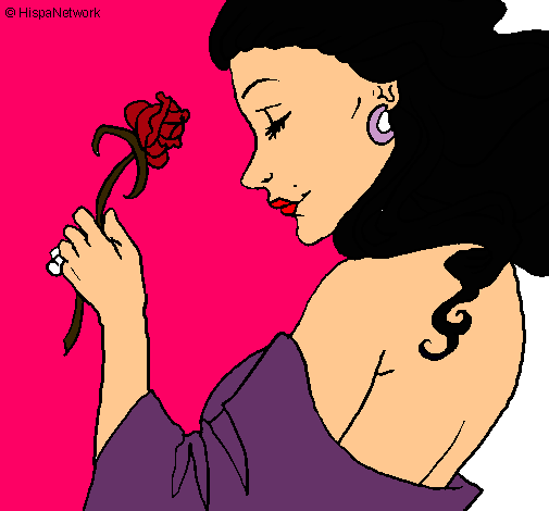 Dibujo Princesa con una rosa pintado por valen10
