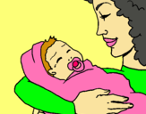 Dibujo Madre con su bebe II pintado por marielyta