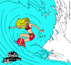 Dibujo Barbie practicando surf pintado por Barbie123456