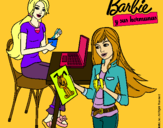 Dibujo Barbie y su hermana merendando pintado por Valen_27777
