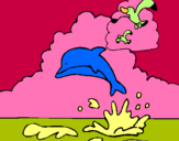 Dibujo Delfín y gaviota pintado por iernepeman