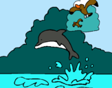 Dibujo Delfín y gaviota pintado por ssdsfsfxsxs