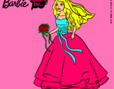 Dibujo Barbie vestida de novia pintado por rosadita