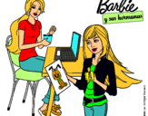 Dibujo Barbie y su hermana merendando pintado por micaela12