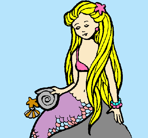 Dibujo Sirena con caracola pintado por nancyfabia