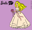 Dibujo Barbie vestida de novia pintado por giza
