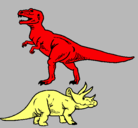 Dibujo Triceratops y tiranosaurios rex pintado por evsristo