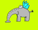 Dibujo Elefante con alas pintado por sare
