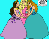 Dibujo Barbie y sus amigas princesas pintado por thainni