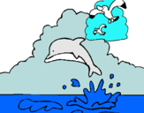 Dibujo Delfín y gaviota pintado por diane