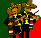 Dibujo Mariachis pintado por mexico