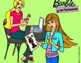 Dibujo Barbie y su hermana merendando pintado por fran-cy