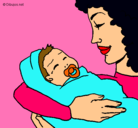 Dibujo Madre con su bebe II pintado por luUpitha