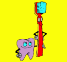 Dibujo Muela y cepillo de dientes pintado por ttur