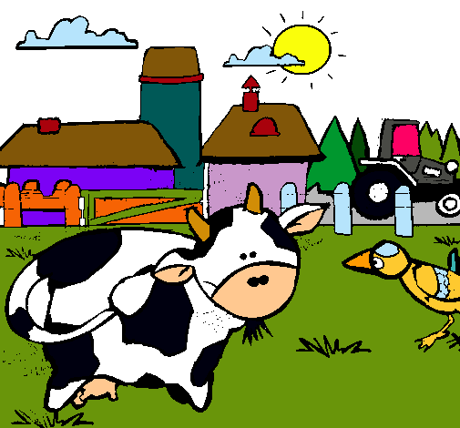 Vaca en la granja