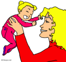 Dibujo Madre con su bebe pintado por fiebrebieber