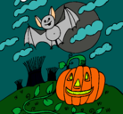 Dibujo Paisaje de Halloween pintado por almost