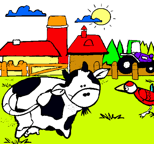 Vaca en la granja