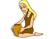 Dibujo Mujer y jarrón pintado por tovar