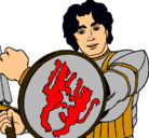 Dibujo Caballero con escudo de león pintado por toreto