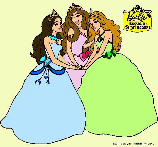 Dibujo Barbie y sus amigas princesas pintado por ainho