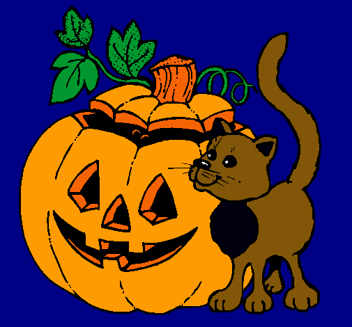 Calabaza y gato