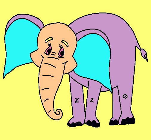 Dibujo Elefante feliz pintado por kiko82