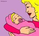 Dibujo Madre con su bebe II pintado por mari369
