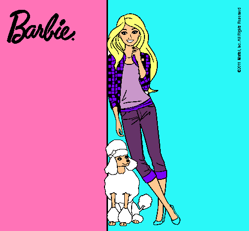 Barbie con cazadora de cuadros