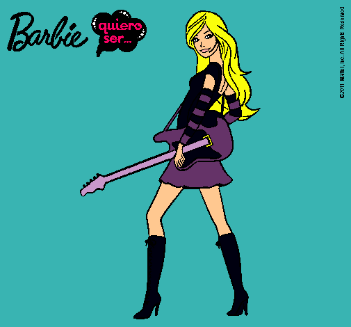 Dibujo Barbie la rockera pintado por giza
