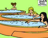 Dibujo Barbie y sus amigas en el jacuzzi pintado por Emilya