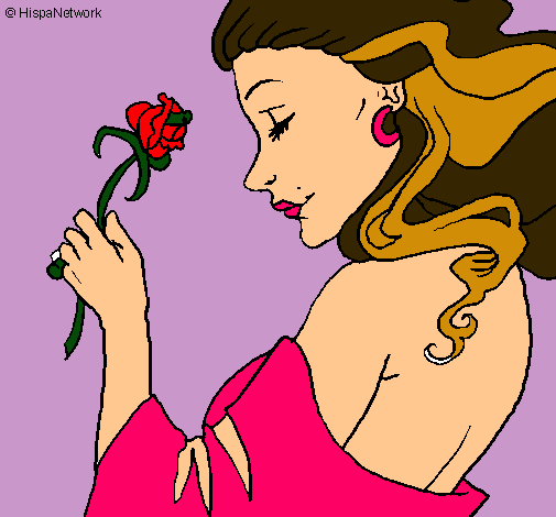 Dibujo Princesa con una rosa pintado por 14785
