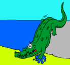 Dibujo Aligátor entrando al agua pintado por hygghb