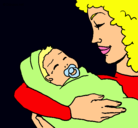 Dibujo Madre con su bebe II pintado por monina