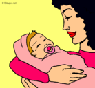 Dibujo Madre con su bebe II pintado por dfsfdgdsfgdf