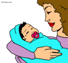 Dibujo Madre con su bebe II pintado por nurialopezlu