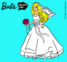 Dibujo Barbie vestida de novia pintado por sisv