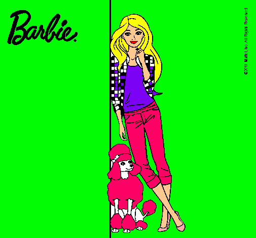 Barbie con cazadora de cuadros