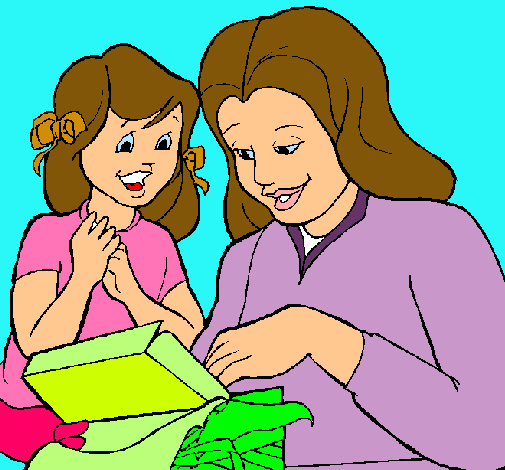Dibujo Madre e hija pintado por estado
