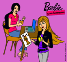 Dibujo Barbie y su hermana merendando pintado por laury00