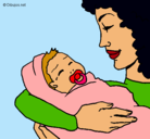 Dibujo Madre con su bebe II pintado por mamiiii