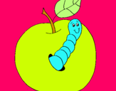 Dibujo Manzana con gusano pintado por belencuya