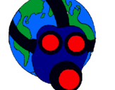 Dibujo Tierra con máscara de gas pintado por jeyson