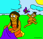 Dibujo Madre e hijo mayas pintado por indiaales